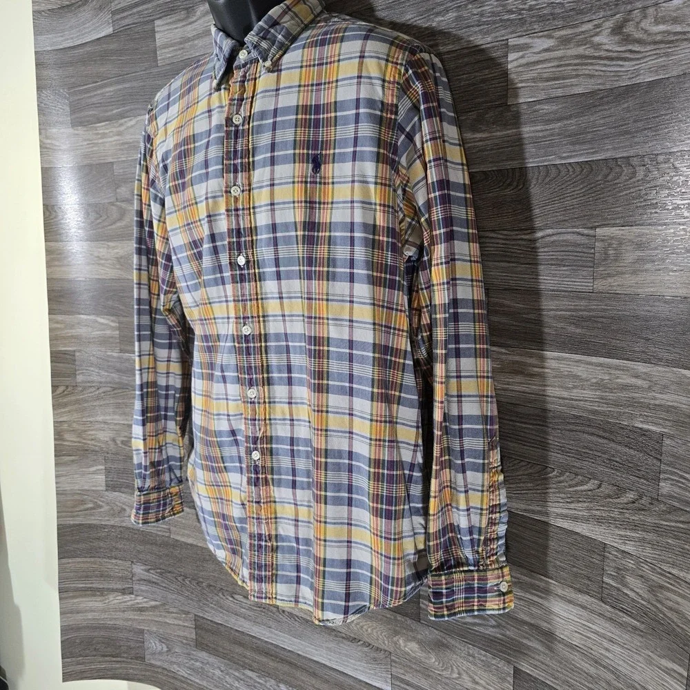 Ralph Lauren Men's Plaid Button Down Shirt LG Yellow Blue‎ Purple Casual